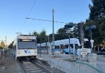 Two VTA LR trains at Mountain View Depot